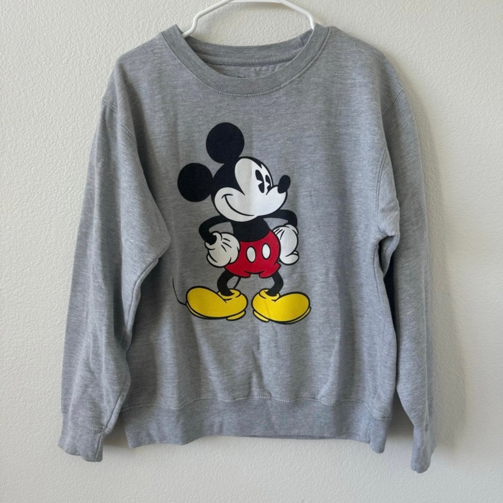 disney mickey mouse grey graphic pullover crewneck sweatshirt sweater top
